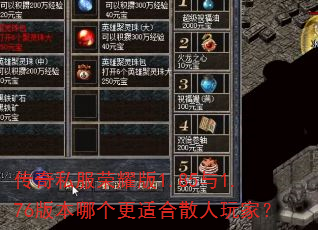 传奇私服荣耀版1.85与1.76版本哪个更适合散人玩家? 传奇私服荣耀版1.85与1.76版本哪个更适合散人玩家?